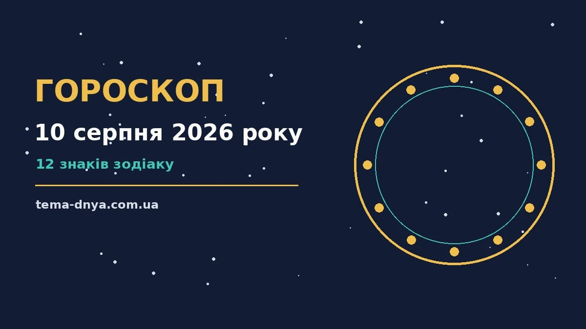 Гороскоп на 10 серпня 2026 року: корисний прогноз на день для роботи, дому й кохання