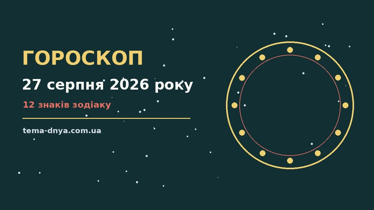 Гороскоп на 27 серпня 2026 року: корисний прогноз на день для роботи, дому й кохання