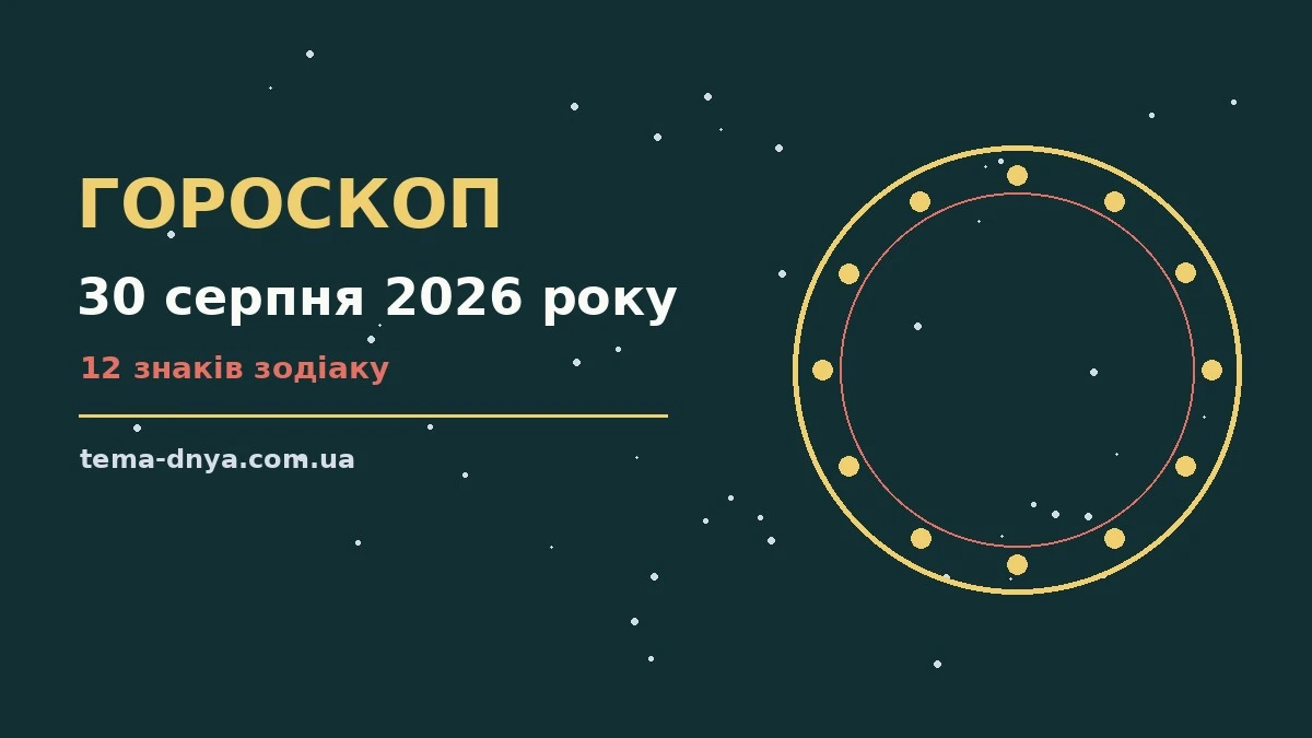 Гороскоп на 30 серпня 2026 року: корисний прогноз на день для роботи, дому й кохання