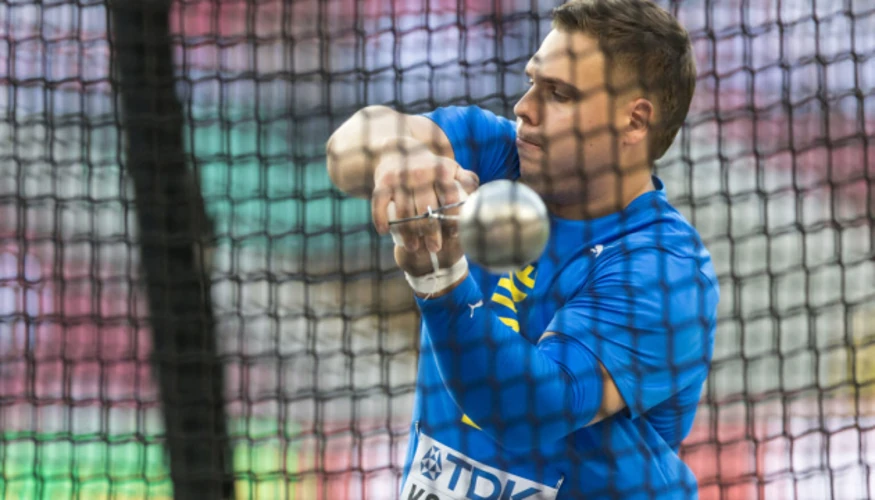Михайло Кохан, український метальник молота, на змаганнях чемпіонату Європи з легкої атлетики у Бірмінгемі