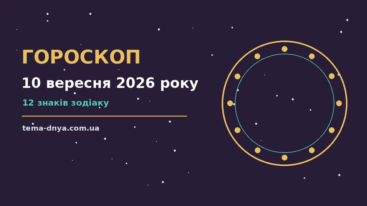 Гороскоп на 10 вересня 2026 року: корисний прогноз на день для роботи, дому й кохання