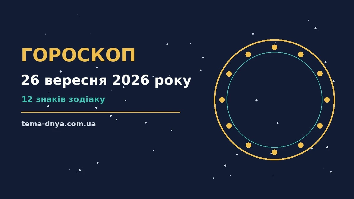 Гороскоп на 26 вересня 2026 року: корисний прогноз на день для роботи, дому й кохання